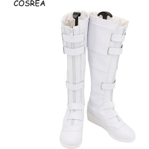 Hot Black Widow White Boots Halloween Cosplay Superhero Black Widow Shoes White Leather Boots Natasha Romanoff Cosplay shoes