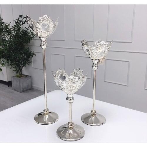Metal candle holder Silver candle stand wedding event candelabra candle stick goblet candle holders Restaurant bar home decor