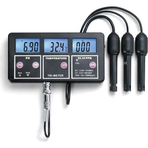 6in1 Aquarium Water Quality Monitor Multi-Functional Digital ORP pH RH Conductivity EC CF TDS(PPM) TEMP Electrode Meter Backlit