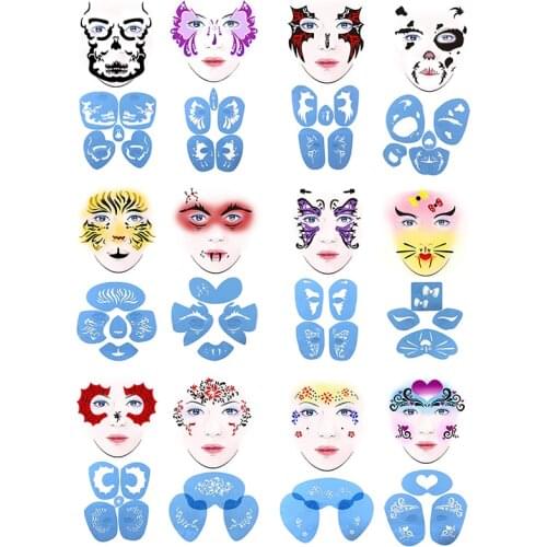 Soft Eye Face Body Paint DIY Design Halloween Christmas Party Face Paint Stencil Reusable Template Tattoo Painting Makeup Tool