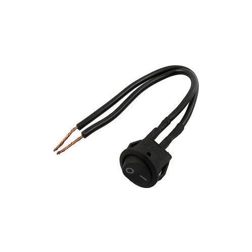 NEW!AC 3A/250V Black Round Button SPST 2 Position On/Off Rocker Switch w 2 Wire Lead