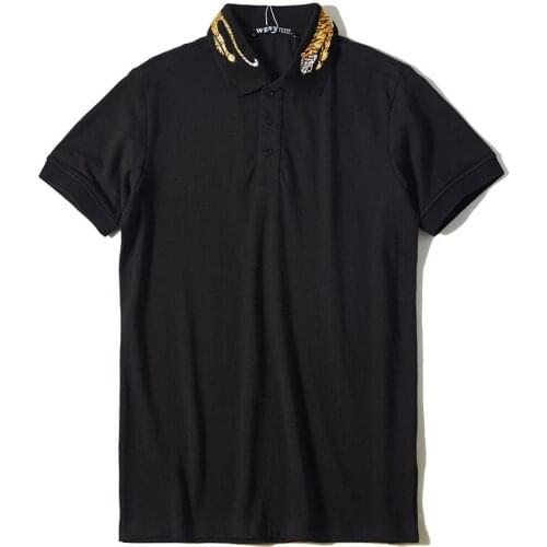 2020 Novelty High New Punk Embroidered Yellow Tiger Collar Fashion Casual Polo Shirts Shirt Skateboard Cotton Polos Top Tee S-2X