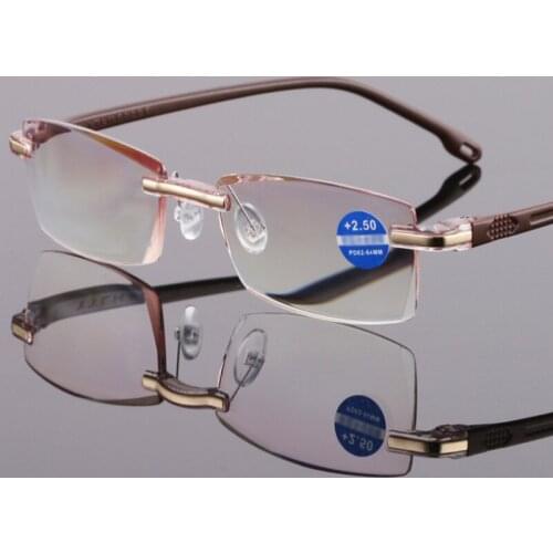 New Frameless Reading glasses Women Men Cut Edge Anti Blue Light Resin film Ladiex Male Presbyopic TR90 R207