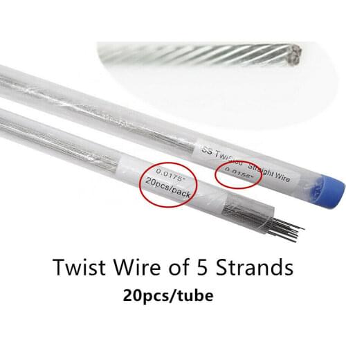 1Tubes/20pcs Dental Orthodontic Stainless Steel Twist Arch Wire Straight 5 Strands
