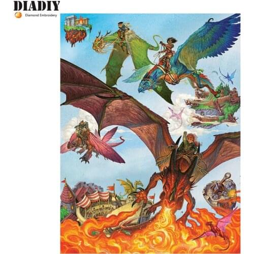 Full round drill 5D DIY Diamond embroidery Dragon Flight Diamond Painting Cross Stitch Rhinestone Mosaic decoration