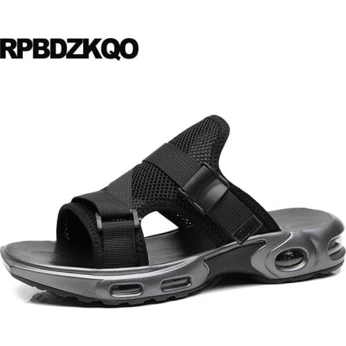 Shoes beach flat fashion slides open toe black slip on slippers green breathable casual mens sandals 2019 summer outdoor mesh