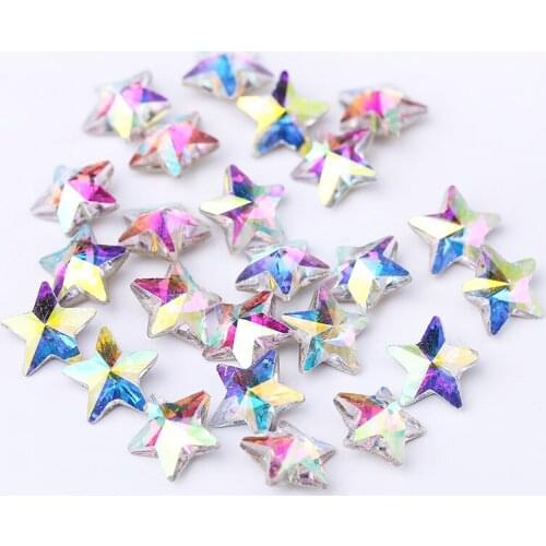 50pcs/pack K9 Quality Silver Plated Point Back Star Shape White AB Nail Crystal Rhinestones For DIY Jewelry Accessories