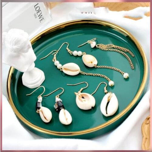 Timlee E004 Retro Popular shell Tassels Imitation Pearl Long Drop Earrings,Temperamental Jewelry Wholesale