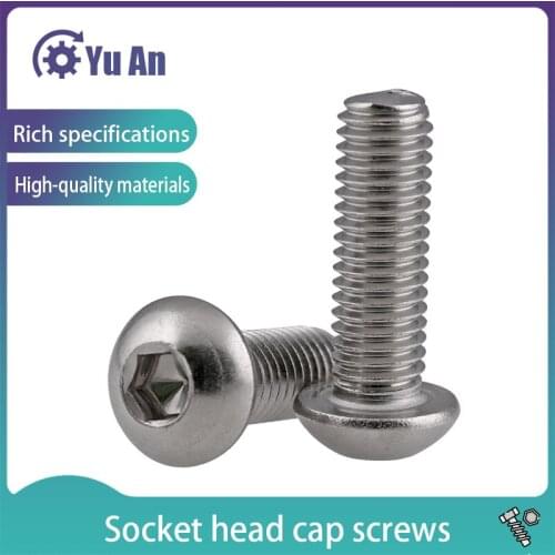 Iso 7380 Grade 10.9 Nickel Plated Mushroom Head/semi-head Hex Socket Head Screw M1.6-M8 10PCS
