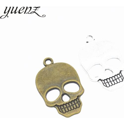 YuenZ 5pcs Antique Silver Plated skull Charms Metal Pendants for Jewelry Making DIY Handmade Craft 35*22mm F11