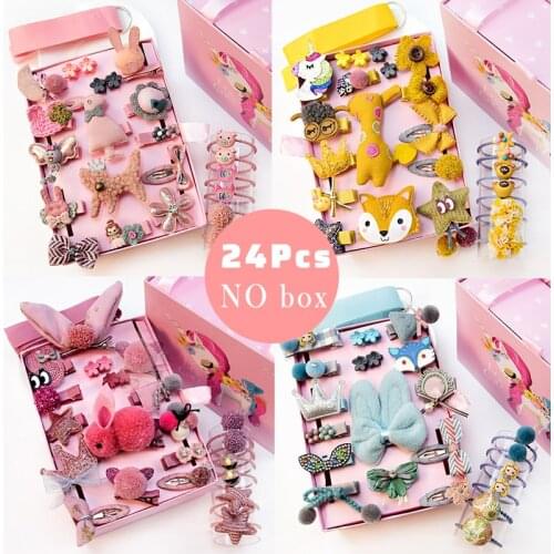 18/24pcs/Set Baby Hair Clips Cartoon Baby Headband Cute Bow Flower Children Hairpin Barrettes Baby Hair Accessories NO BOX