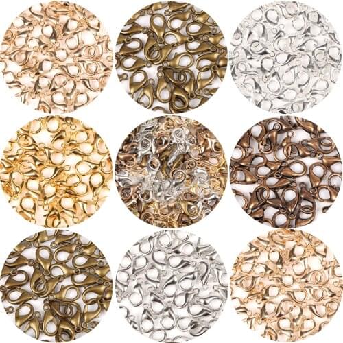 Alloy Gold Silvers Lobster Clasp Hooks Plated Fashion Jewelry Findings Necklace&Bracelet Chain DIY 10x5/12x16/14x17mm 30pcs