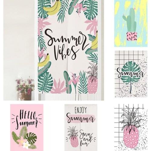 Plant Cactus Pineapple Bedroom Door Curtain Wardrobe Half Curtain Shelter Partition Curtain Home Decoration Blackout Curtain