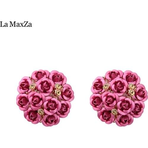 Romantic Jewelry Stud Earrings For Women Elegant Cut Multi Color Metal Flowers Earring For Girl Nickel Free Earring Accessories