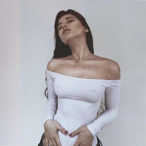 Women’s Autumn Long-sleeved Bodysuit Fashion Solid Color Boat Neck Tight High Waist Jumpsuit