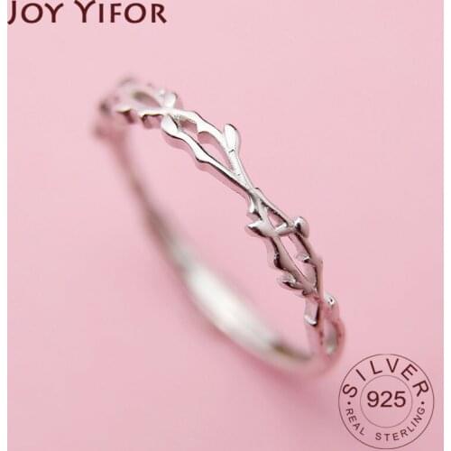 Vintage Branch Leaf 925 sterling silver Ring Opening Ring For Women Jewelry Gift Dropshipping