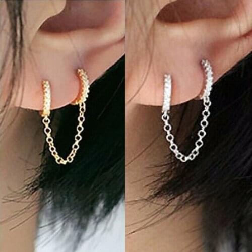 1PCS Fashion Circle Ear Cuff Retractable Earrings for Women Men Gold Silver Huggie Double Piercing Hoop Earing Female Brincos