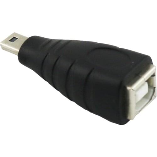 1x USB 2.0 Type B Printer Female to Mini USB 5 Pin Male Plug Adapter Convertor Black
