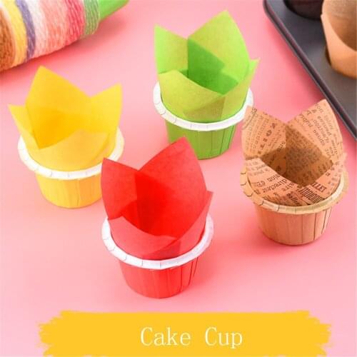 200 Pcs/set Cake Cups Paper Cake Mold Small Cake Box Cup Tray Decorating Tools Proveided Tulip Shape Kitchen Baking Tools