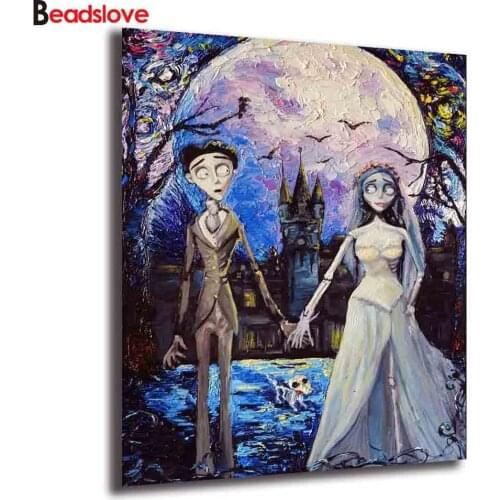 Corpse Bride Wedding Diamond Embroidery sales 5D DIY Diamond Painting Lovers Diamond mosaic Cross Stitch Romantic Gifts