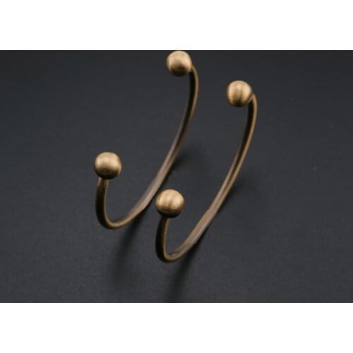 1Pcs Vintage Style Brass Bronze Screwed Ball Wire Bracelet Bangle for DIY Beading Supplies 1900229