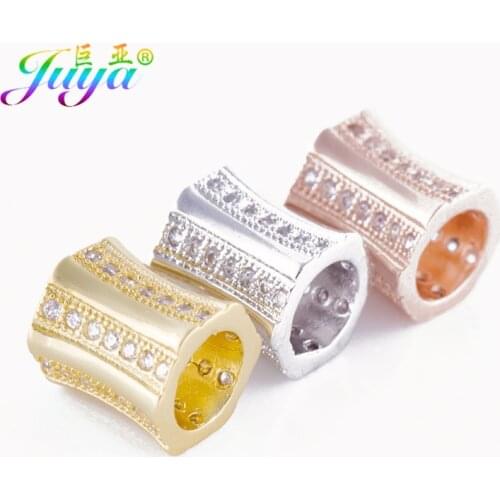 European Charm Beads Micro Pave Crystal Spacer Metal Beads For Women Men Original Charm Bracelets Jewelry Making