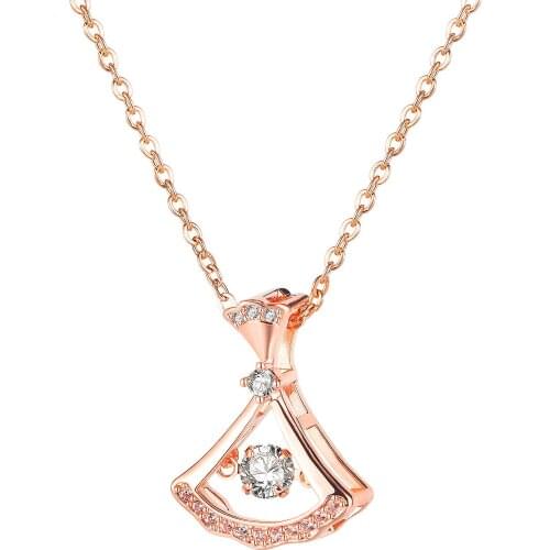 Cyue New 316L Stainless Steel Necklace Chain Rose Forest Skirt Pendant Charm With Pave AAA CZ For Women Jewelry