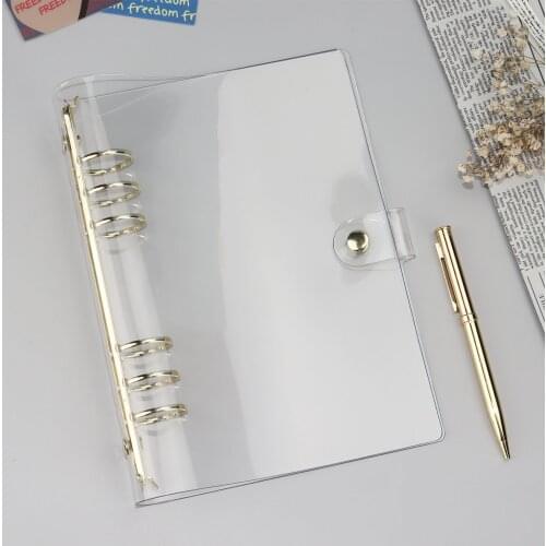 SKYSONIC A5 A6 Gold And Rose Gold 30mm Metal Ring Binder Cover Transparent PVC Creative Loose-Leaf Notebooks Journal Book Case
