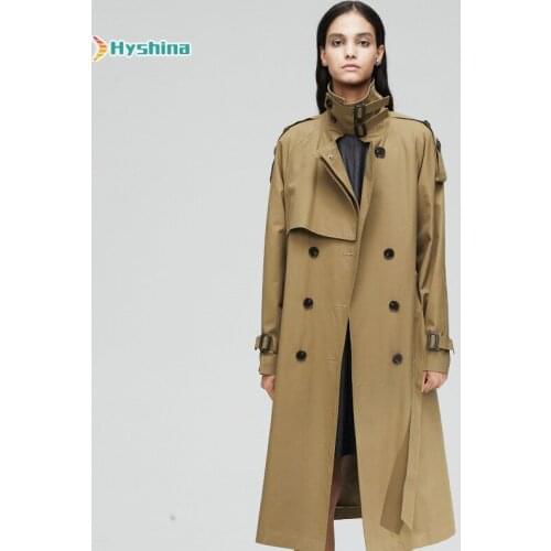 Womens Trench Coat New Leisure Double Breasted Original Design XS-XL Large Size Coat