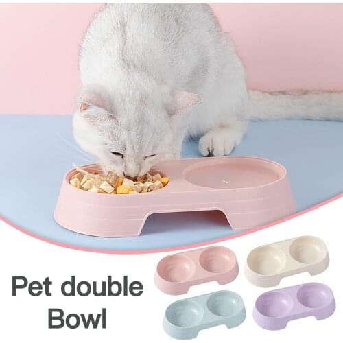 Pet Double Bowl Nordic Concise Candy Color One Cup Dual Purpose Dog Cup Cat Puppy Solid Color Pet Bowl Food Bowl Pet Spuppies