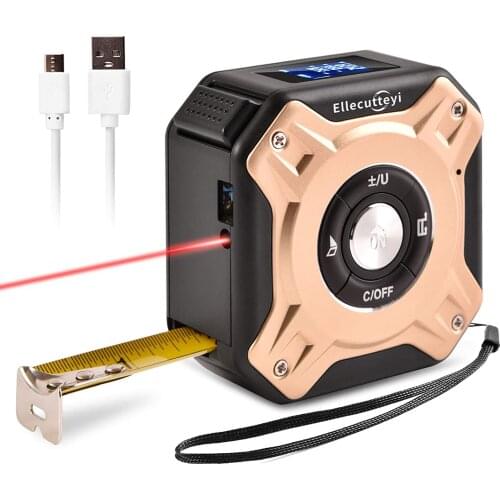 Infrared Tape Measure 2-in-1 LCD Display Measuring Ruler Digital Electronic Roulette Measure Cord Mode Laser Measure Tool