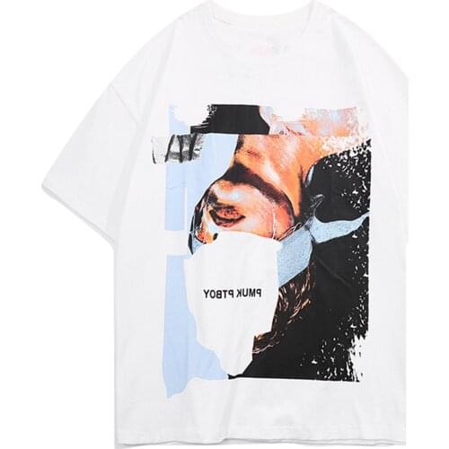 T-Shirts Hip Hop Streetwear Men Creative Girl Poster Print Cotton Tshirts Harajuku Casual Loose Short Sleeve Tees Tops