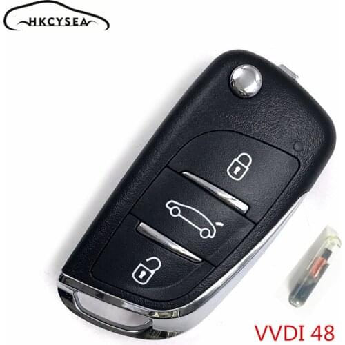HKCYSEA English Version Universal Remote Key Fob 3 Button DS Style for Xhorse VVDI Mini VVDI2 Key Tool with VVDI 4D 46 48 Chip
