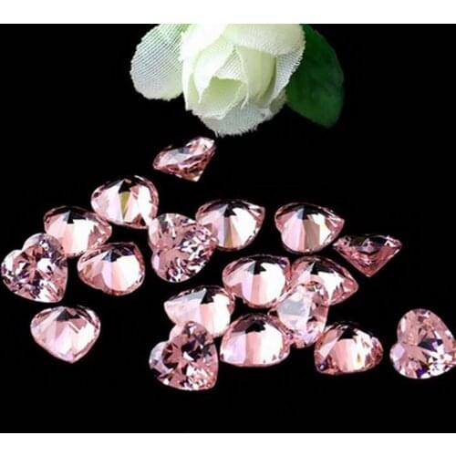 Artificial Color Peach Heart Zircon Heart Shaped Gemstone Shiny Crystal Zircon Glue on Rhinestone Beads Phone DIY Accessories