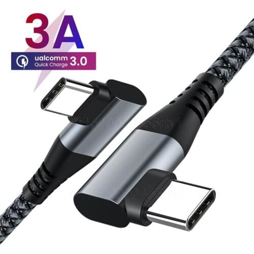 USB C Quick Charger Cable 90 Degree Fast Charger Type C Cable For Samsung Galaxy S10 S20 Huawei Xiaomi Mobile Phone USB C Cord