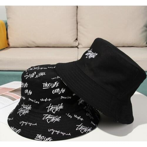 Summer Outdoor Sun Protection Cap Double Side English Letters Fisherman Hats Hip Hop Travel Bucket Hat Cotton Panama Hat 2021New