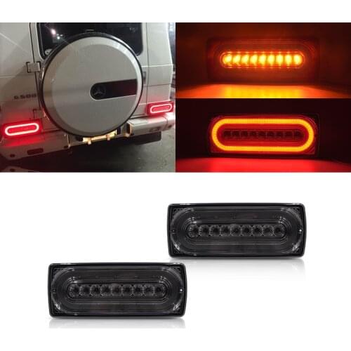 Smoked 3-in-1 Led Tail Lights Kit For Benz W463 G500 G550 G55 AMG 1990-2018 Auto Brake, Rear Running Fog, Turn Signal Lights Kit