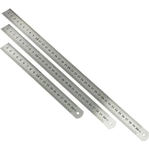 3Pcs Stainless Steel Ruler Metal Ruler For Engineering School Office Drawing 20cm/30cm/40cm Double Sided Steel Ruler
