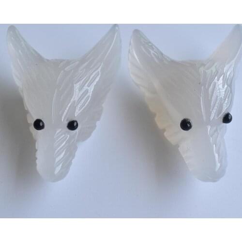 Fashion good quality natural white onyx Carved Wolf Head shape Pendants for Necklace jewelry making Wholesale 2pcs/lot free