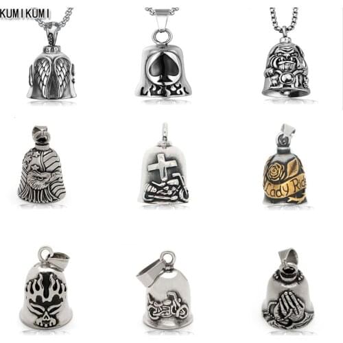 Fashion Charm Mens New Alloy Polished Bell Motorcycle Necklace Pendant Locomotive Pendant Jewelry Gift