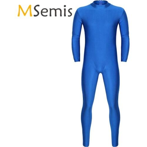 Mens Bodystocking Thong Leotard Body Suit Ballet Leotard Male Dancewear Adults Well Fit Mock Neck Skin-Tight Unitard Bodysuit