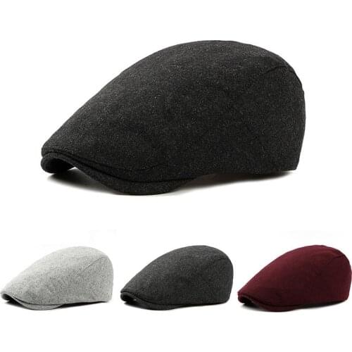 British Style 2019 Autumn Winter Men Berets Cap Hats Wool Fashion Flat Caps For Men Hat Classic Vintage Beret Cap Chapeau Homme