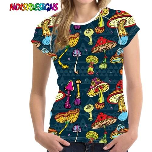 NOISYDESIGNS Mushroom T Shirt Fashion Women Sweatshirt 3D Print Short Sleeve Hip Hop Streetwear Unisex Tops O Neck Pullover 2021