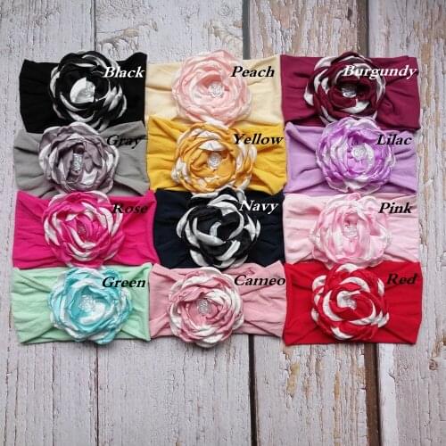 New Stretch Burning Flower Baby Headband Newborn Rose Knot Wide Nylon Headwraps Girls Headwear Kids Photo Props