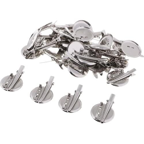 30 Pieces Extra Large Dual Brooch Pin Back Base + Hair Clips DIY Brooches and Hair Jewelry Findings 20mm/25mm/30mm Diameter