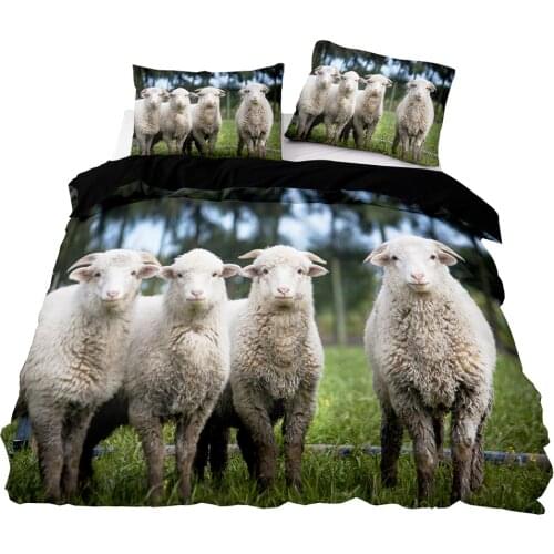 HD Printing Sheep Family Pattern Duvet Cover Set With Pillowcase,245x210 Quilt Cover,264×228 Blanket Cover,King Size Bedding Set