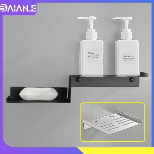 Bathroom Shelf Black Stainless Steel Bathroom Shelves Soap Dish Holder Wall Mounted Z-Shaped Shower Caddy Rack Wifi Router Shelf