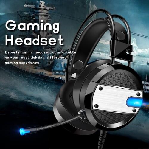 Headphones Wired Headset Subwoofer Light-emitting Internet Bar Anti Violence Game Computer 7.1 Wired Headset