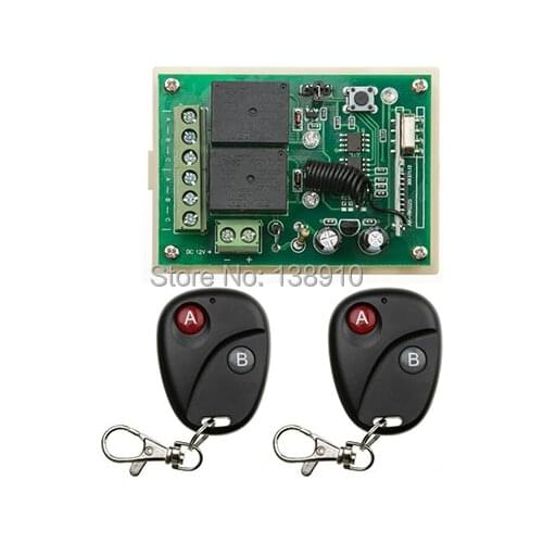 DC12V 2CH RF Wireless Remote Control System teleswitch 2transmitter and 1 receiver universal gate remote control /radio receiver
