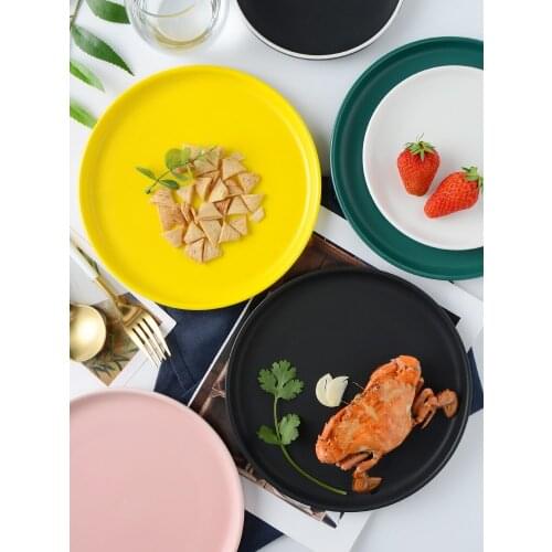 Nordic Solid Color Creative Matte Black Ceramic Plate Spaghetti Plate Pizza Tray Western Food Plate Flat Plate Ins Tableware